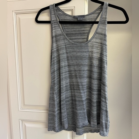 Vince Semi-sheer Racerback Tank Size Small Space Dye Stripe Heather Gray - Picture 1 of 10